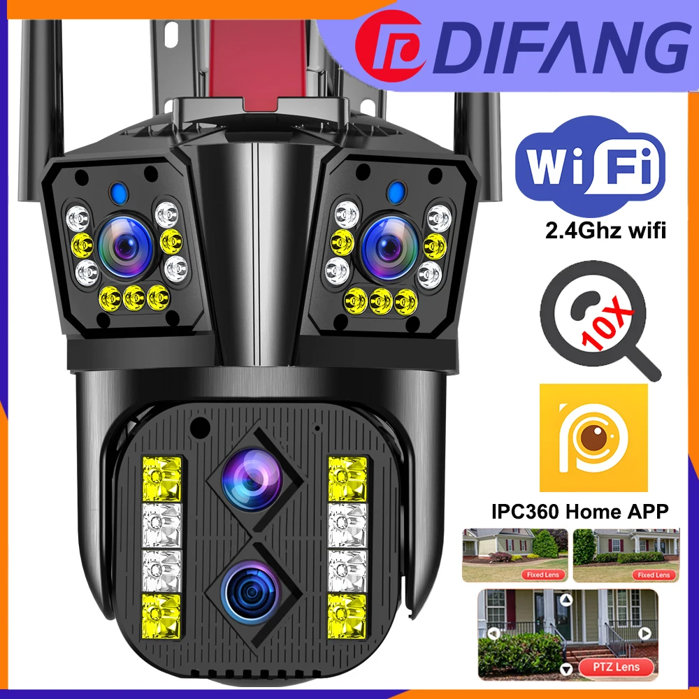 DIFANG 16MP Outdoor Wifi Security Camera with 10x Zoom Night Vision PIR Auto Tracking two way  Audio Wireless CCTV PTZ IP Camera