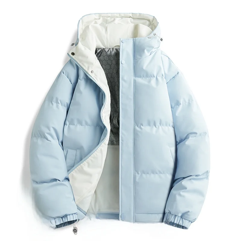 

Warm Cotton Jaet for Teens Windproof Hooded aphene Thiened Couples Outerwear Stand Fit Daily Wear Winter Coat