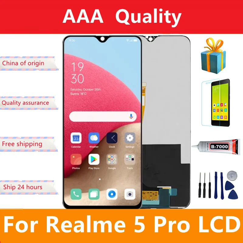 

100% Original 6.3''For Oppo Realme 5 Pro LCD Display Touch Screen With Frame Digitizer Assembly Replace For Realme 5 Pro RMX1971