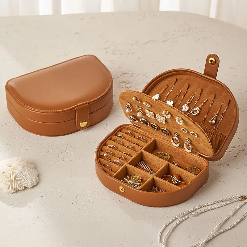 Single Layer Storage Box Ladies Travel Leather Jewelry packaging Box Classic Black Pure White Fashion Brown Storage Box