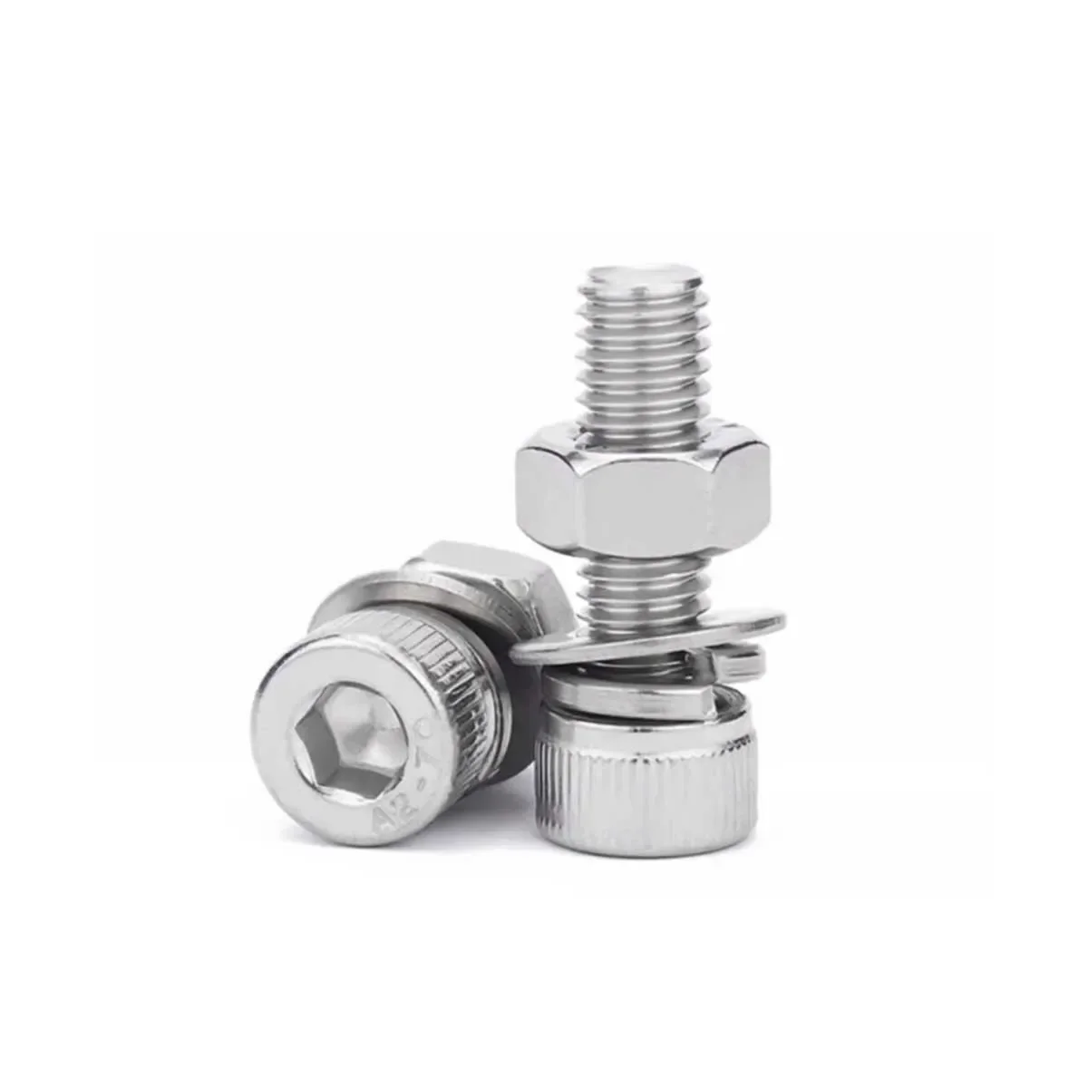 

304 Stainless Steel Cup Head Hexagonal Bolt, Flat Washer, Spring Washer And Nut Assembly Set M5M6M8M10