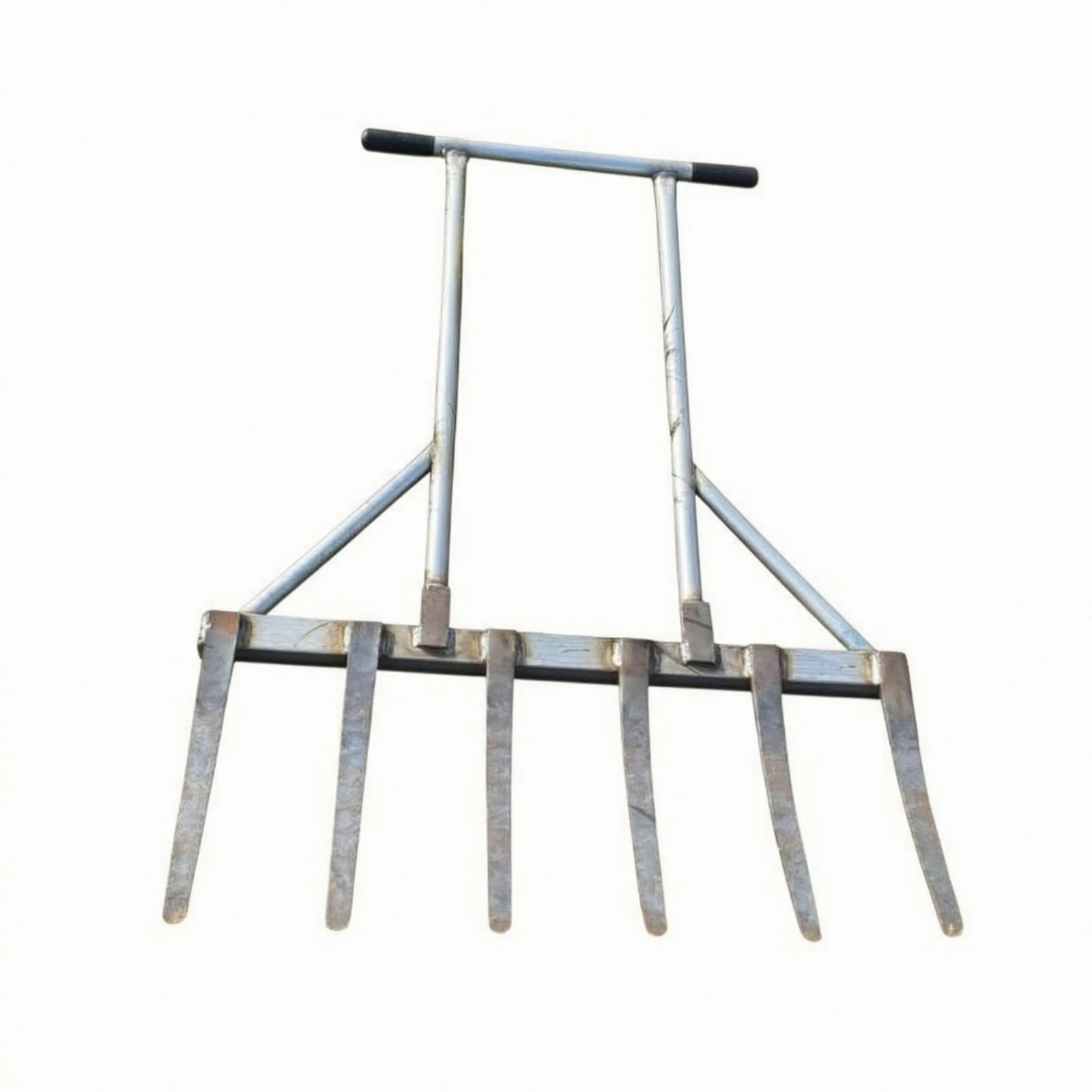 

6-Tine Fork Flat Tines Wide-Head Digging Fork Farm Tool Welded Outdoor Equipment Black Grip Sleeves