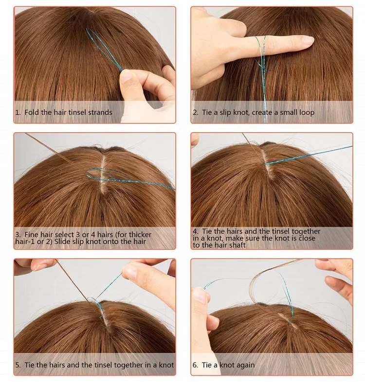 150 Stränge Bunter Glitzer-Haarverlängerungen, 100 cm Lang, Holografische Haaraccessoires für Partys und Veranstaltungen – Detail 1