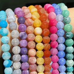 6mm 63pcs Round Beads Ball Frost Cracked Agates Natural Stone Beads for DIY Necklace Bracelet Jewelry Making