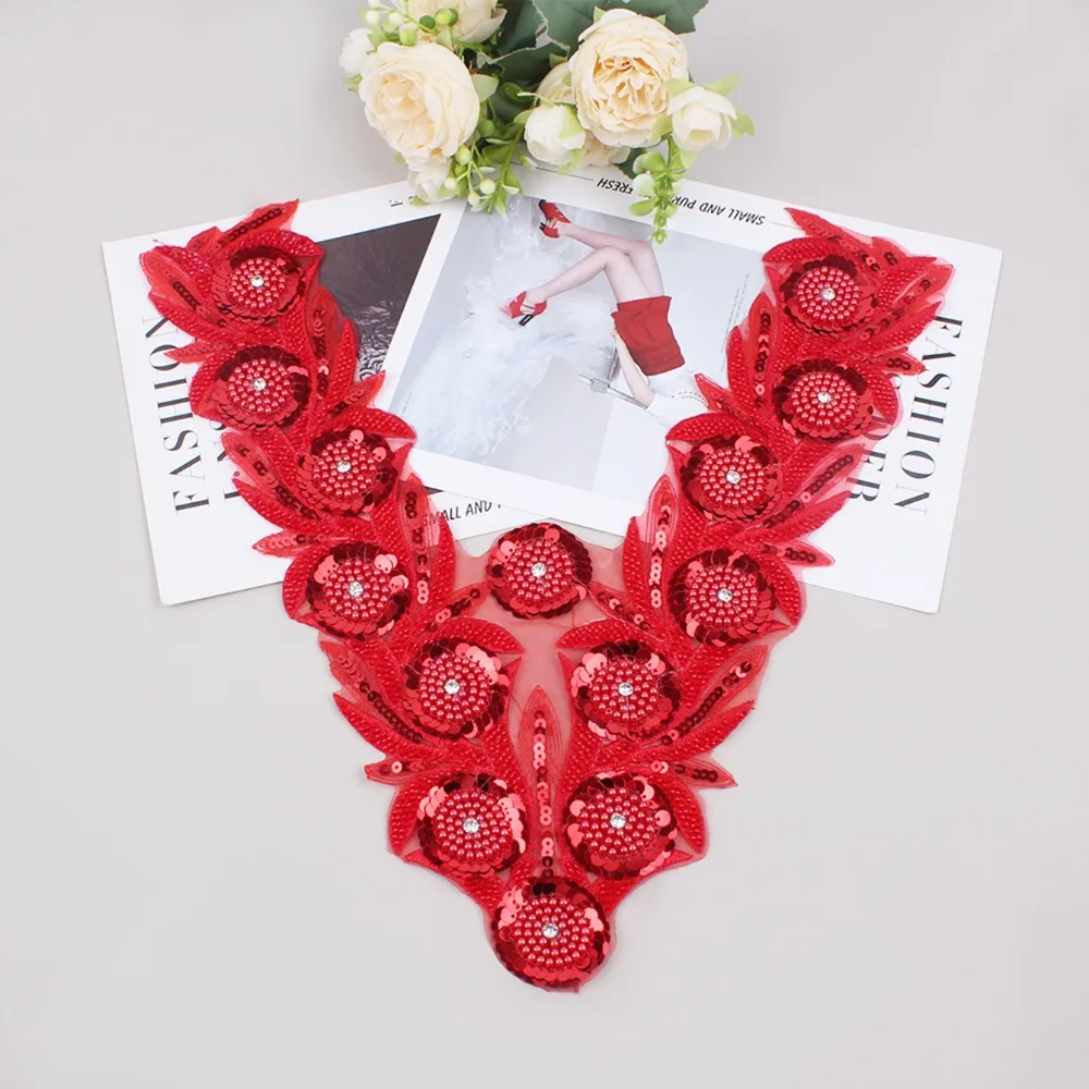 

Fashion Bead Sequin Collar Decal Accessories DIY Fashion Dress Wedding Dress Performance Dress Patch Decal Accessories