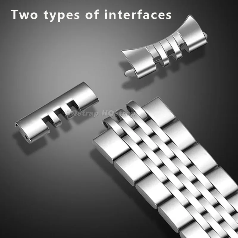 스테인리스강 세븐 비드 시계 스트랩, 금속 밴드, 솔리드 나비 버클 팔찌, 범용 손목 밴드, 18mm, 20mm, 22mm