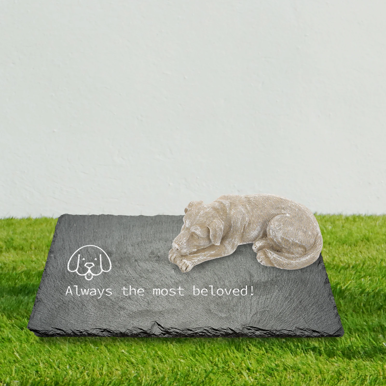 

Dog Statue Pet Memorial Garden Stones Resin Material Durable Cemetery Markers Temporary Gravestone Outdoor Decor