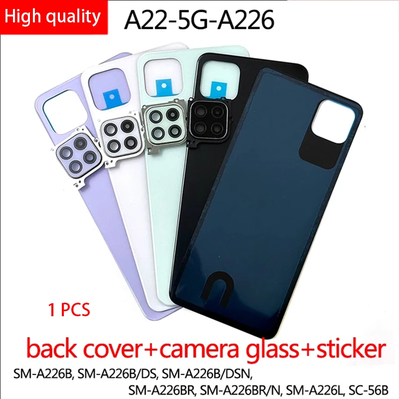 Nieuw Voor Samsung Galaxy A22 A 22S 5G A226 SM-A226 Behuizing Deksel Shell Batterij Case Achterklep Achterklep Camera Lens Sticker Onderdelen