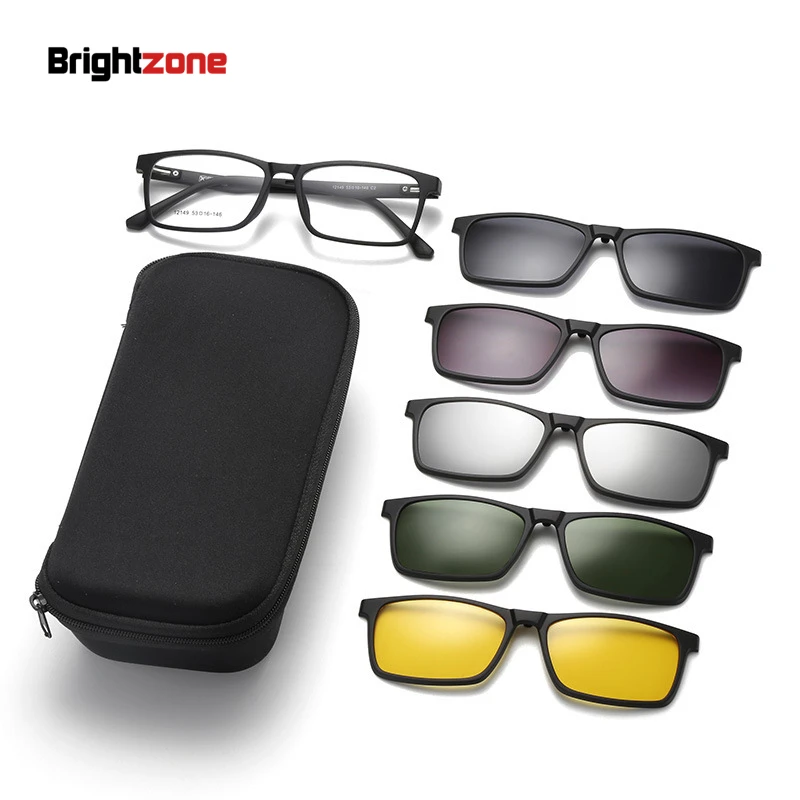 

Sets Glasses TR90 Magnetic Glasses Five Sunglasses Clip-on In One Small Square Optical Spectacle Spring Hinge Frame Eyeglasses