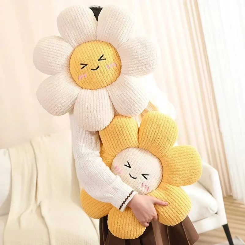 Almohada de felpa de flores coloridas de 45CM, cojín de pétalos de plantas, juguetes de peluche para niñas, regalo de decoración del hogar para bebés