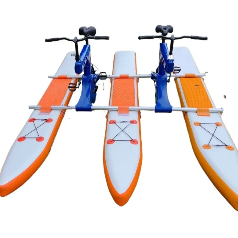 Inflatable outdoor water bike, lake blue, peacock blue, orange