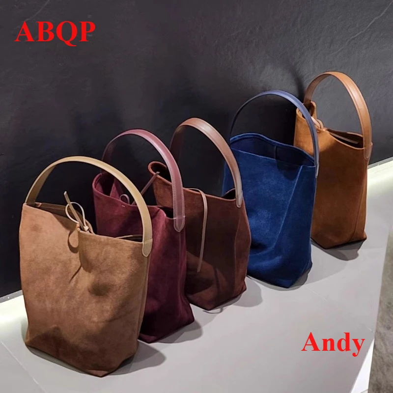

Original Designer Brand Suede Tote Bucket Bag Anti Velvet Leather Large Capacity Flip Fur Shoulder Bags for Women