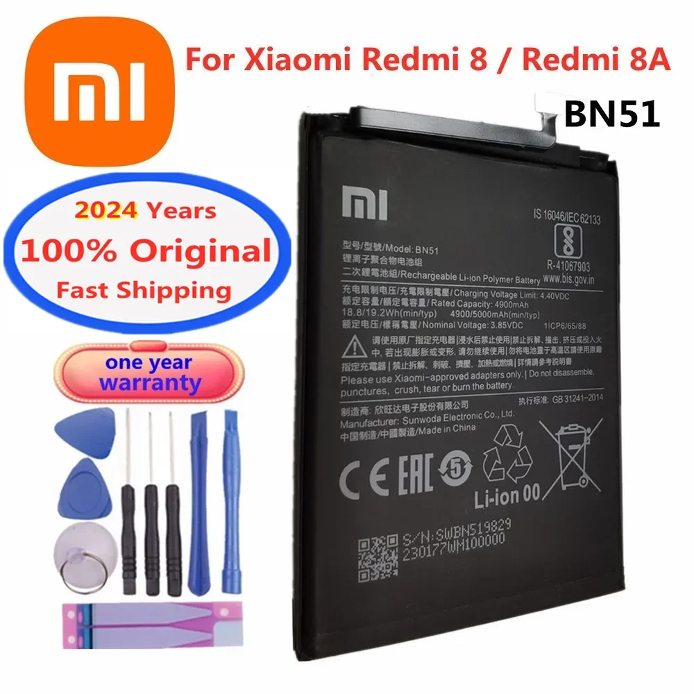 

2024 Years BN51 100% Orginal Phone Battery For Xiaomi Redmi8 Redmi8A Redmi 8 8A Replacement Batteries Bateria In Stock + Tools