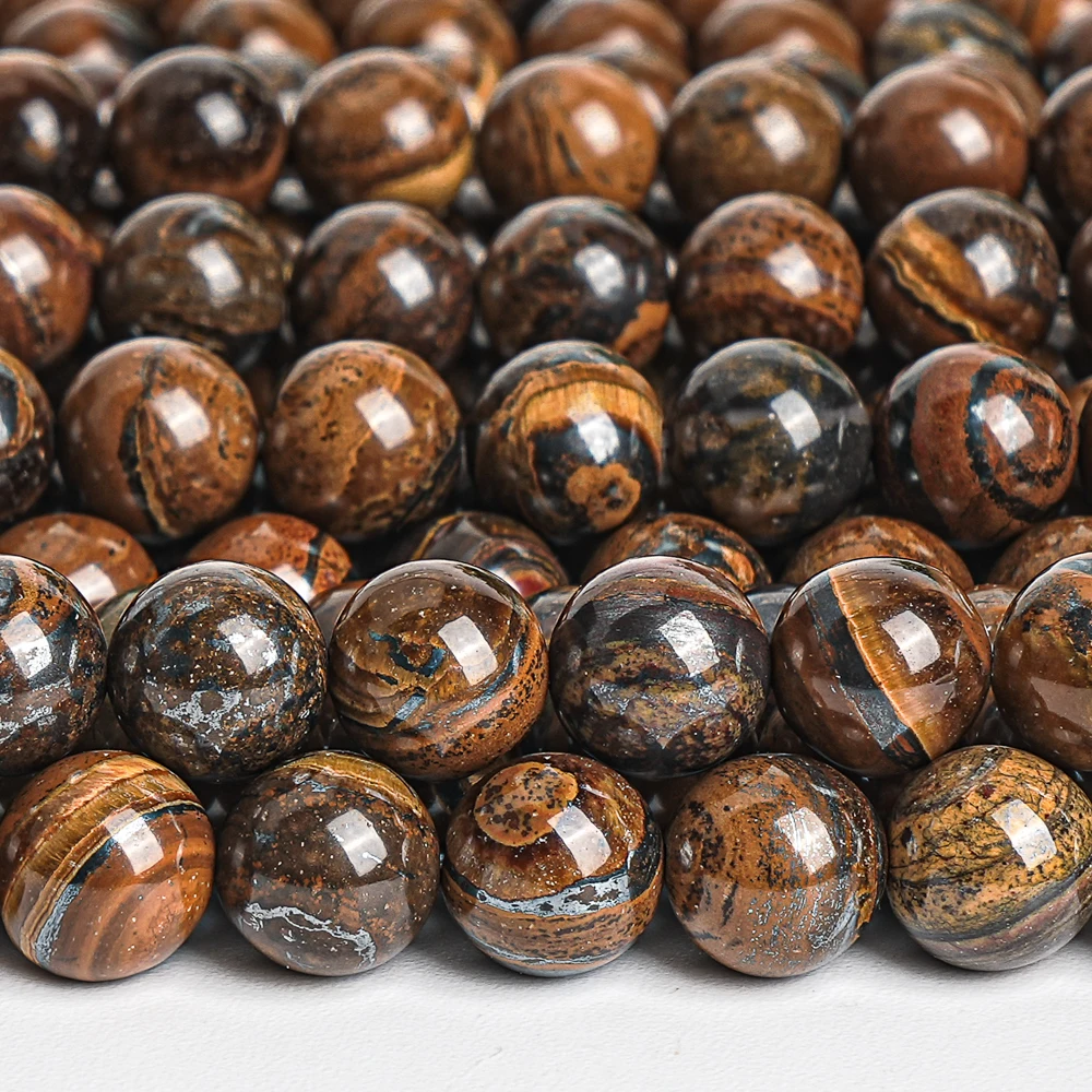 

6/8mm Natural Stone Beads Iron Tiger Eye Gemstone Loose Round Beads For Jewelry Making DIY Bracelet 15inch/Strand