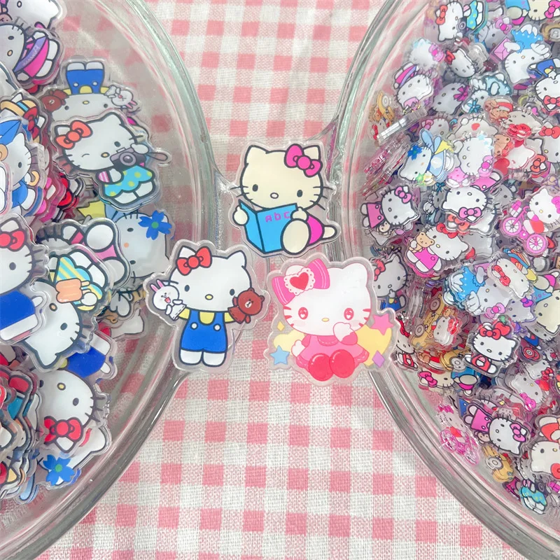 30pcs Random Hello Kitty Cute Acrylic Patch DIY Bag Jewelry Crafts Accessories For Keychain Brooch Phone Case Anime 2cm Ornament