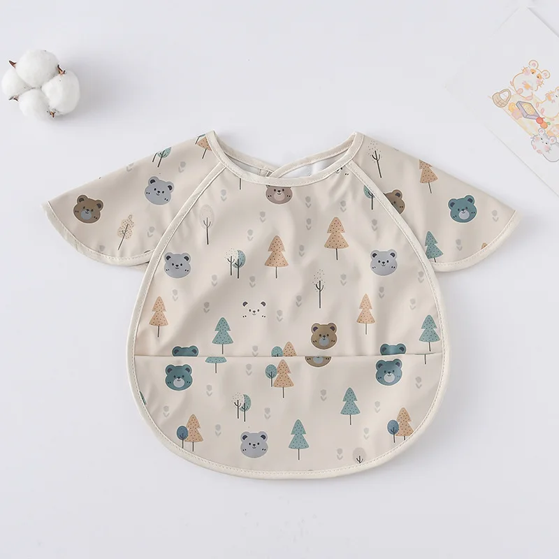 New Short Sleeve Washcloth Baby Bibs Cute Waterproof Feeding Apron Bib Soft Burp Cloth For Toddler Boy Girl Bandana Bibs