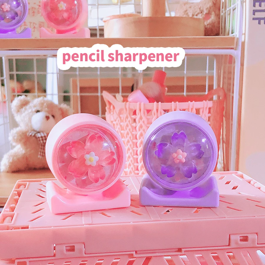 Office supplies kawaii stationery  school useful School supplies cute Cherry blossoms pencil sharpener children's stationery