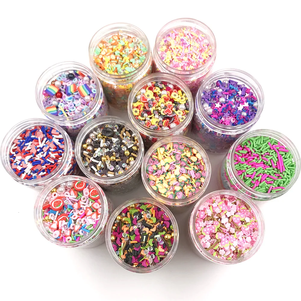 Mixed Crystal Beads Hot Clay Sprinkles for Crafts Rhinestone Fruits Polymer Slices DIY Slime Filler Shaker Cards Accessories