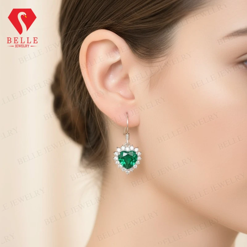 Boucles d'oreilles rondes en pierres précieuses cultivées en laboratoire, 2,4 à 5,5 ct, rubis, colombie, longues clous d'oreilles pour femmes, cadeau de Thanksgiving, hypoallergénique