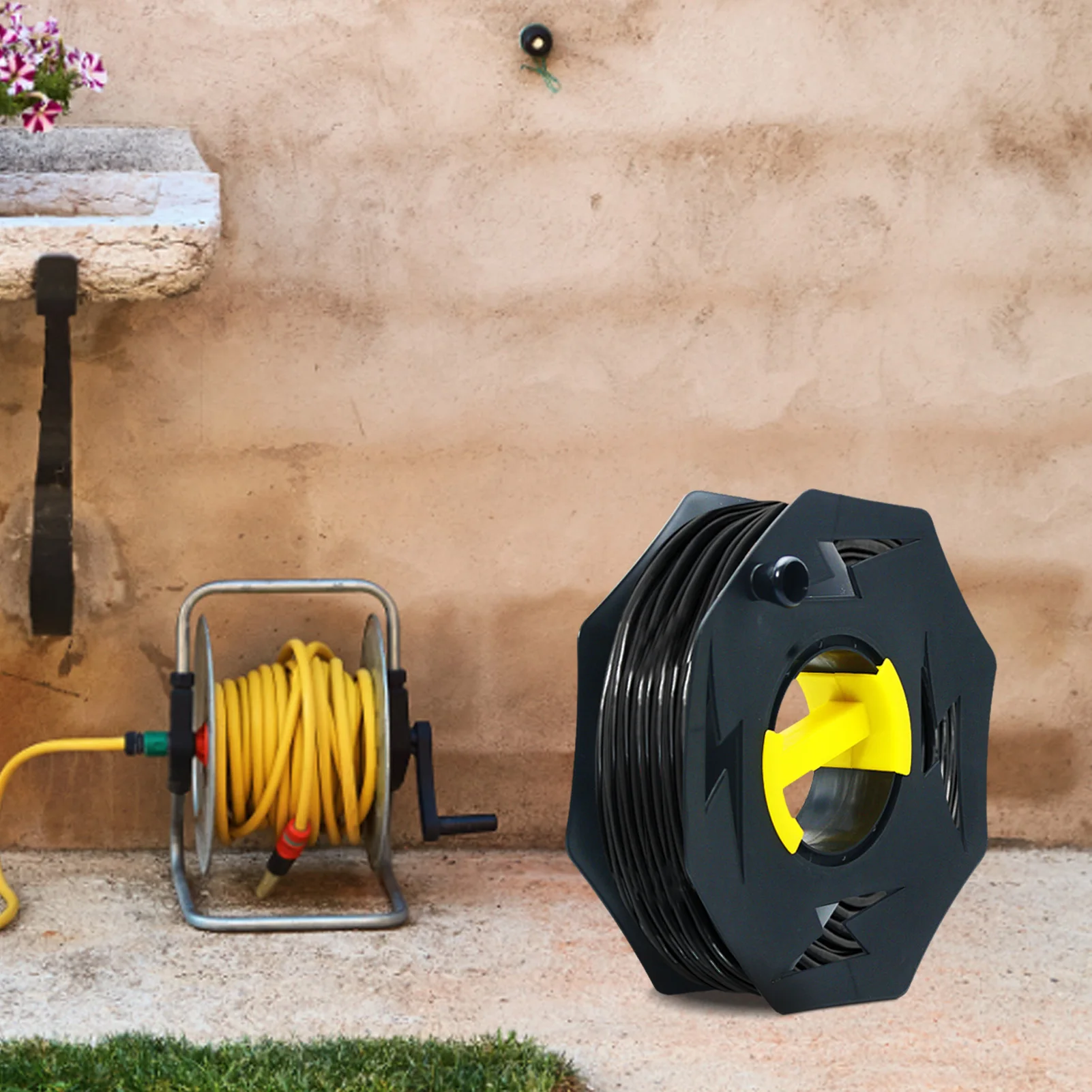 Organizzatore di immagazzinaggio della bobina del cavo di prolunga robusto avvolgitore del cavo di prolunga in PVC con maniglia rotante centrale per il filo sfuso del negozio di Garage