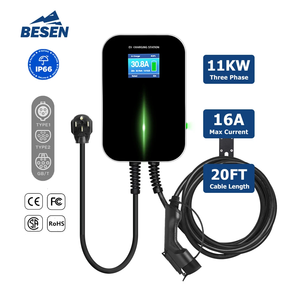 BESEN full ranges of EV CHARGER TYPE 2 32A 380V 11KW AC CHARGING PILE