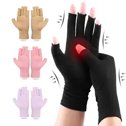 1Pair Compression Arthritis Gloves Winter Half Finger Gloves Sports Climbing Fitness Anti Arthritis Therapy Cycling Work Gloves