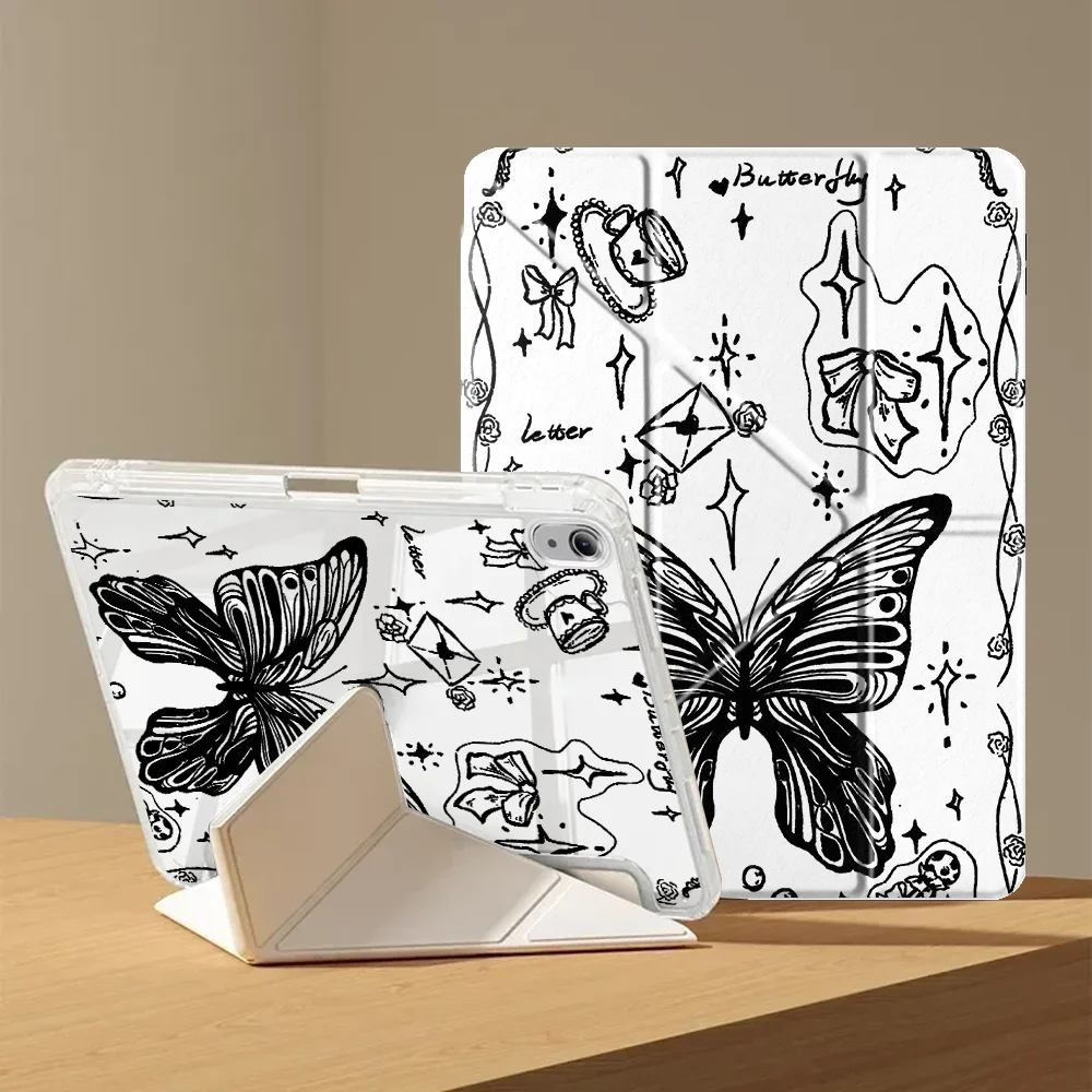 With Pen Slot Cover Tablet Case For Samsung Galaxy Tab S7 FE A9 Plus A11 S9 Plus A8 S10 Lite S8 Beautiful Butterfly