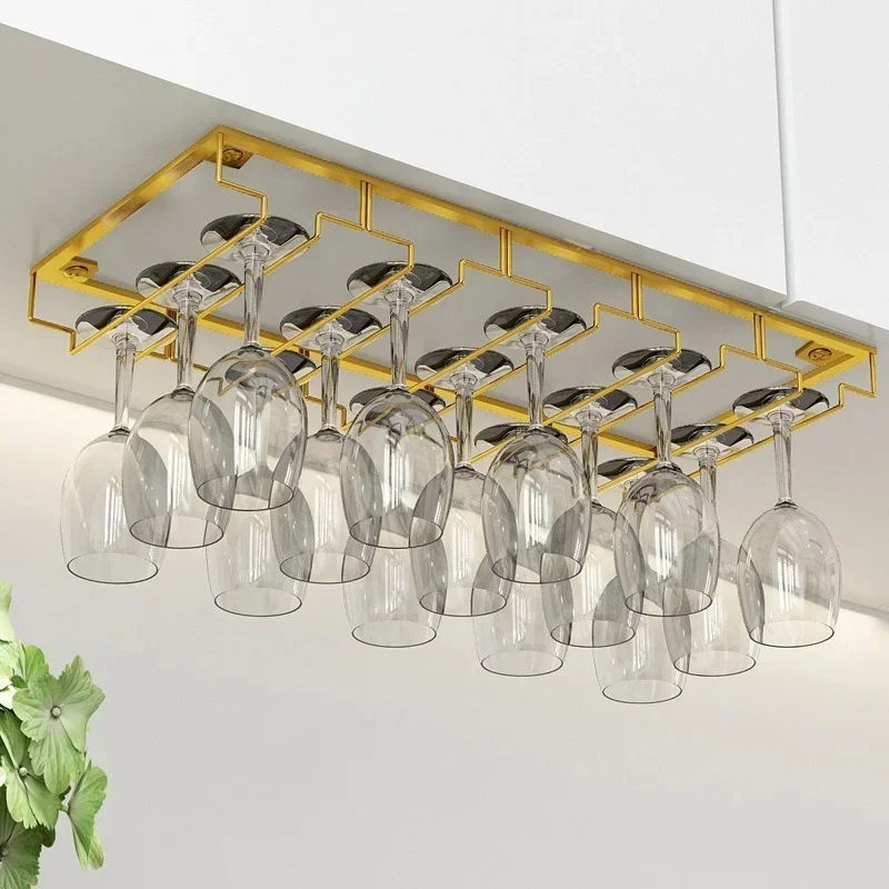 Ijzer Wijn Glazen Houder Barman Glaswerk Opknoping Gouden Rack Onder Kast Glaswerk Organizer Glasdrinkbeker Iron Rack Bar Tool