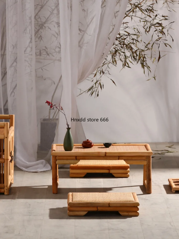 CXH bamboo and rattan window table balcony tatami teaKang Table tea  chairs Zen low