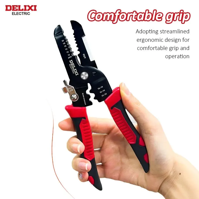 DELIXI ELECTRIC Wire Stripping Pliers Wire Pressing Pliers Wire Cutting Pliers 8-inch Multifunctional Pliers for Electrician.