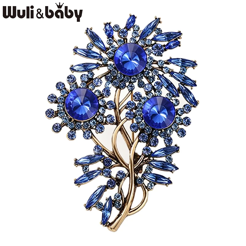 

Wuli&baby Vintage Elegant Flower Brooches Pins For Women Unisex 2-color Rhinestone Plants Party Office Brooch Pin Gifts