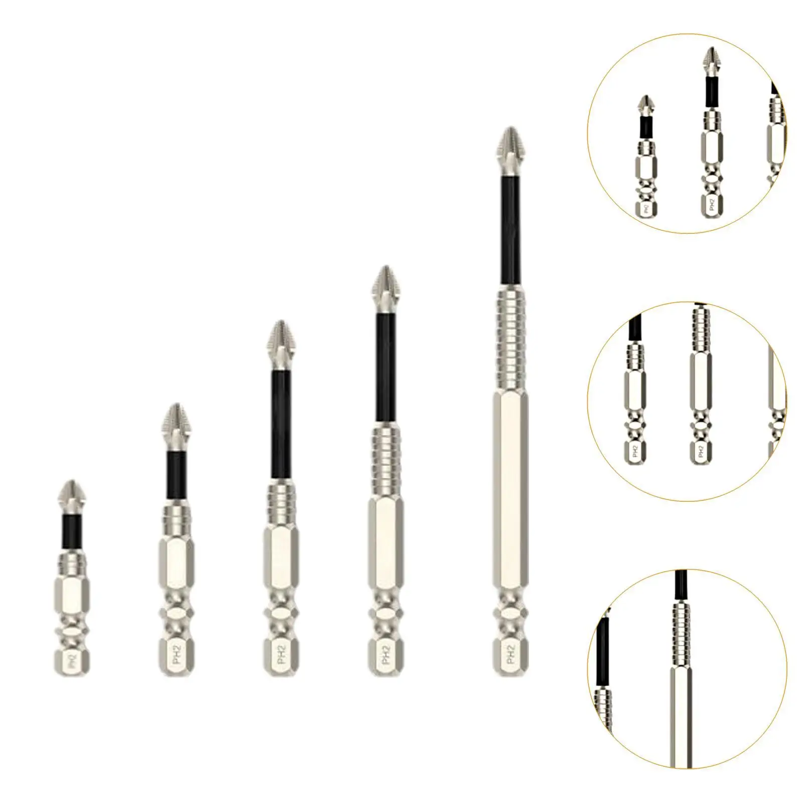 5Pcs Screwdriver Drill Sturdy Insert Bits for Impact Drivers Fixing DIY Use