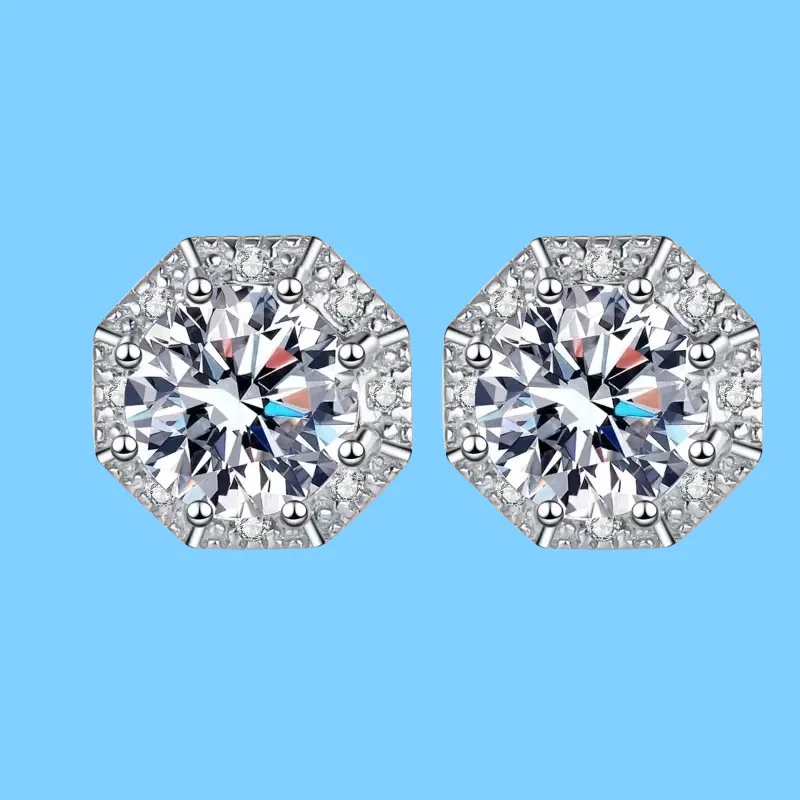 

Classic PT950 Platinum ladys Each 1ct Moissanite Diamond Earplug Stud Earrings for Women Jewelry for family Birthday Gift Girl