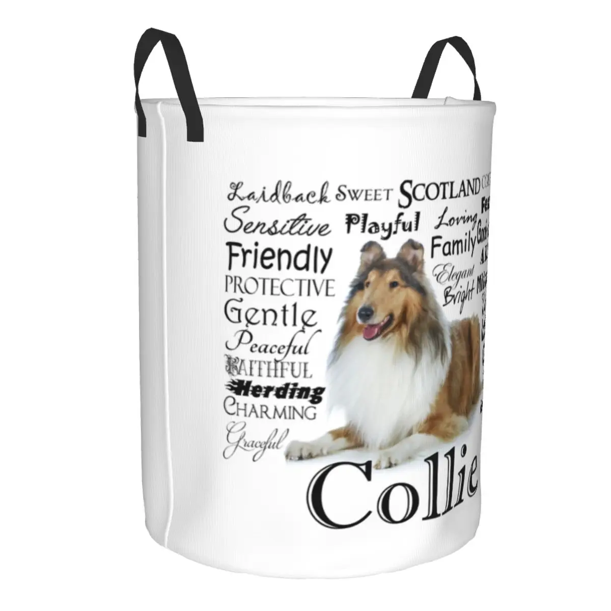 Customized Pet Collie Dog Traits Laundry Basket Collapsible Large Clothes Storage Bin Animal Baby Hamper