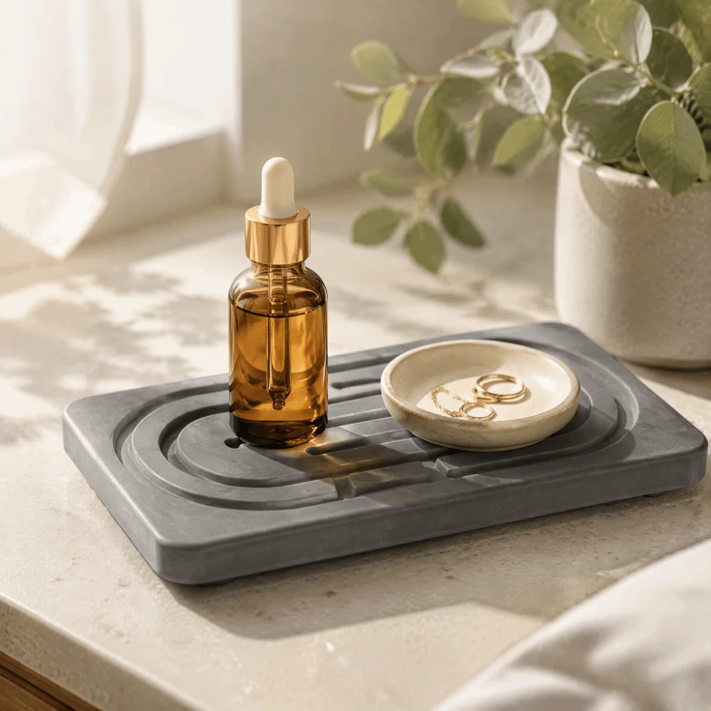 2pcs Absorbent Diatomaceous Earth Tray Set Quick Drying Natural Soap Dish Multi-Functional Minimalist Hand Soap Holder