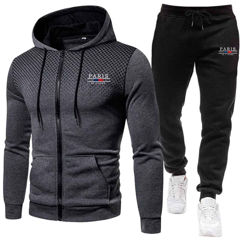 

Autumn training clothes, men's sportswear, zip up hooded sweatshirts, sports pants, city casual sportswear, sportswear