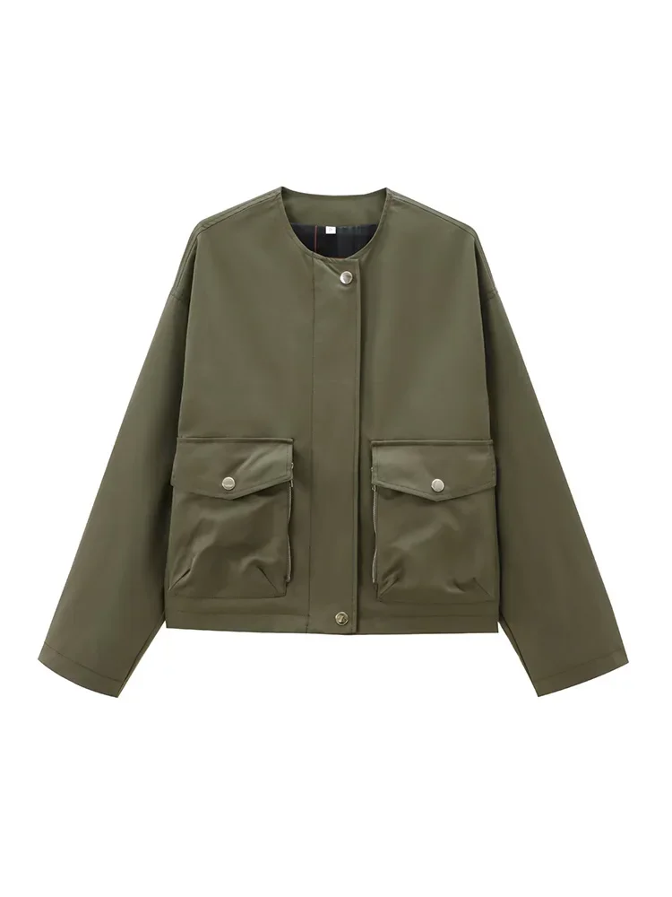 

LIBIELIY 2024 New Women's Clothing European And American Style Fashion Simple Versatile Casual Contrast Cuffs Jacket