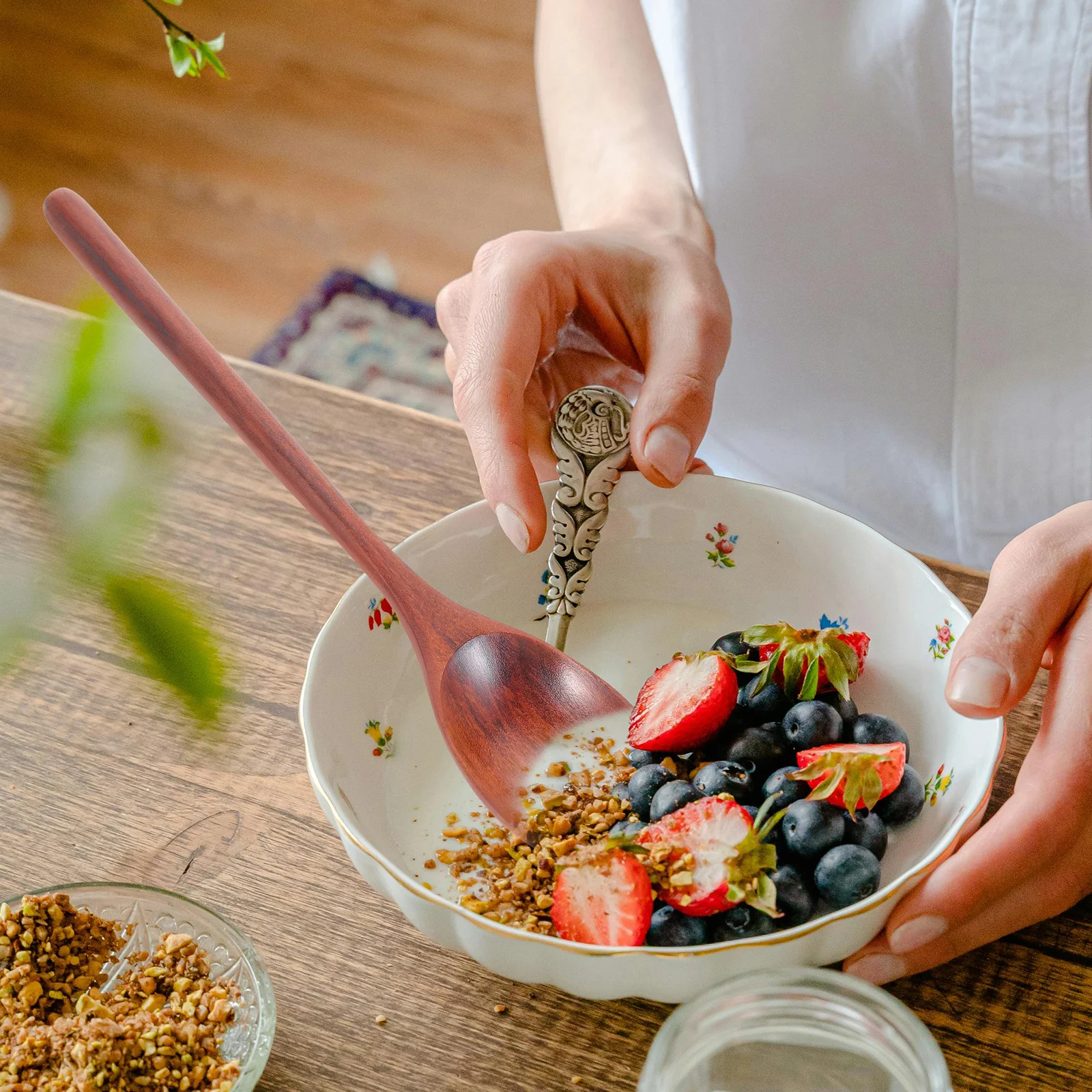 

2Pcs Wooden Mixing Spoon Multi-Purpose Stirring Spoon for Cooking Coffee Baking Long Handle Kitchen Utensils Japanese Spoons