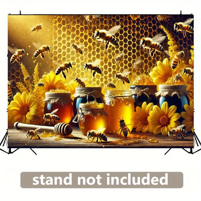 Bee and Honeycomb Tapestry, Vibrant Hive Scene Wall Art for Kitchen Decor and Cozy Living Room Accent
