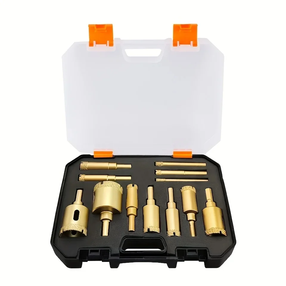 

6-35mm Hole Saw Kit with Hand Tools, Granite, Tile, Ceramic 12pcs Diamond Drill Bit Set for Glass, Marble & Stone