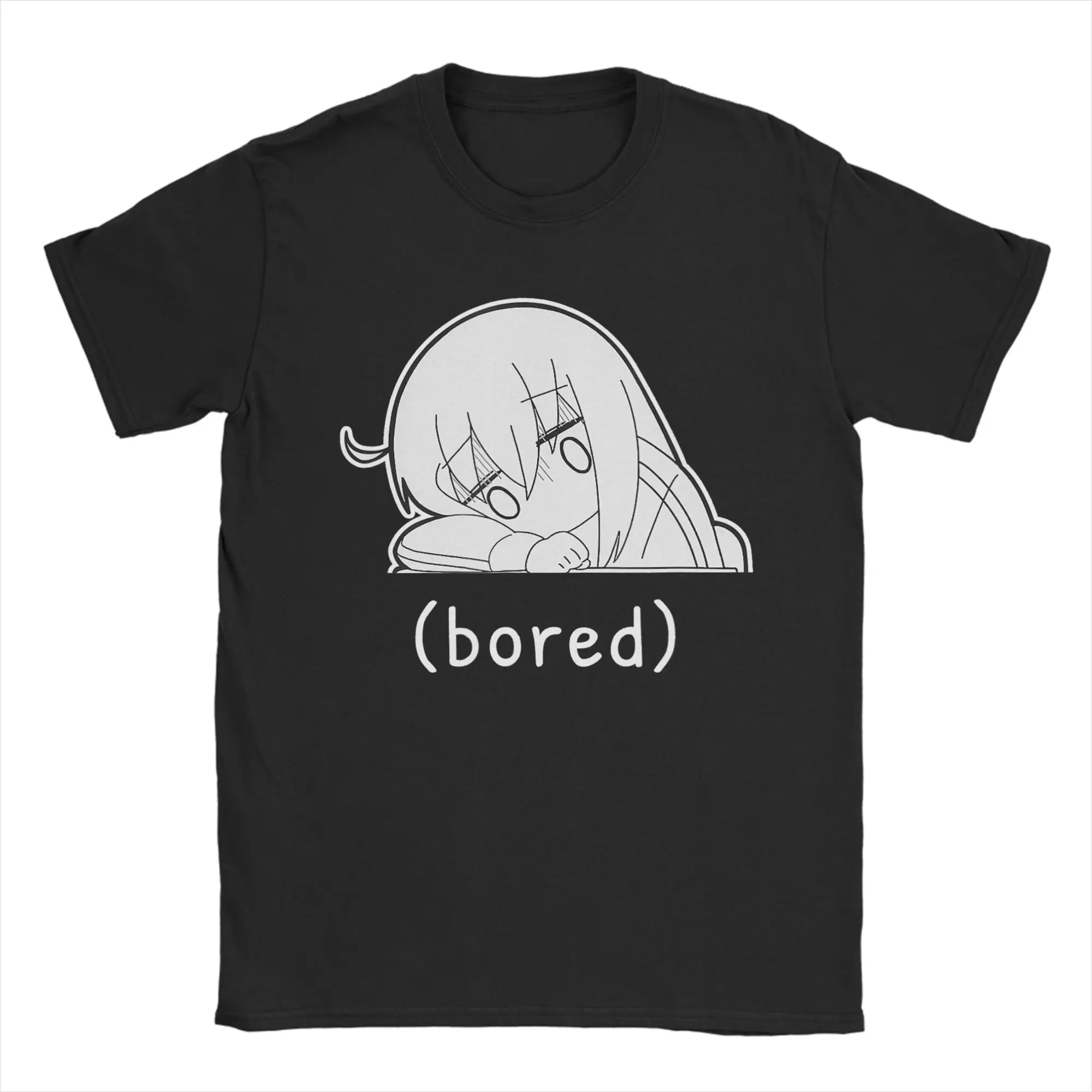 Men's T-Shirt Funny Anime & Manga Bored Bocchi Chibi Meme T Shirts Trendy Cool  Summer Tees Y2K Funny Cotton Tops Gift Idea