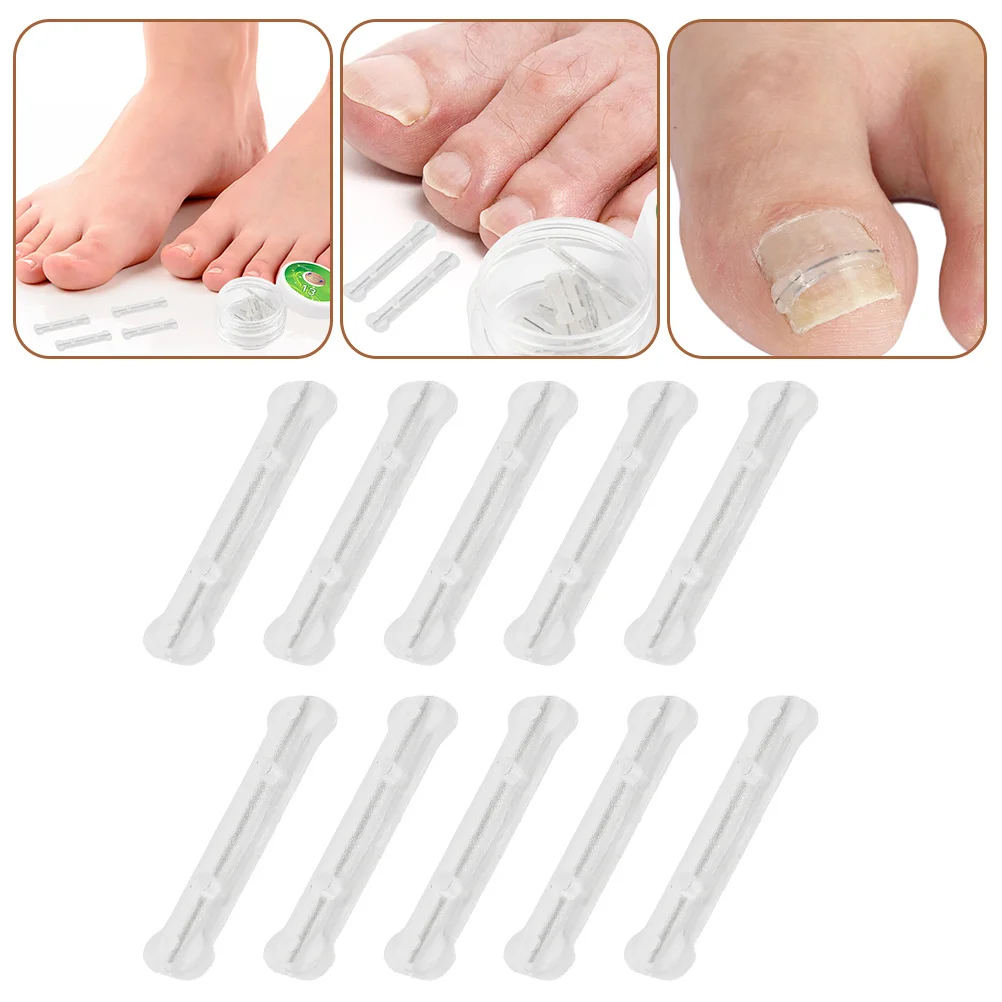 Corrector de uñas de los pies de silicona de aleación de titanio, herramienta reutilizable para uñas encarnadas para aliviar el dolor, cuidado de los pies, uso diario compacto, 10 Uds.