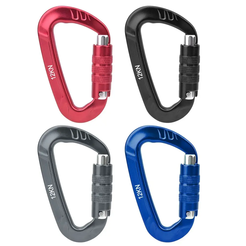 12KN Outdoor Automatic Lock Buckle D Shaped Carabiner Clasp Keyring Clip Camping Kits Rope Buckle Water Cup Buckle Climbing Tool