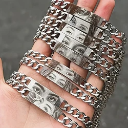 Custom Engrave Eye Picture Bracelet Cuban Link Bracelet For Men Women Couples' Anniversary Jewelry Personalized Birthday Gift