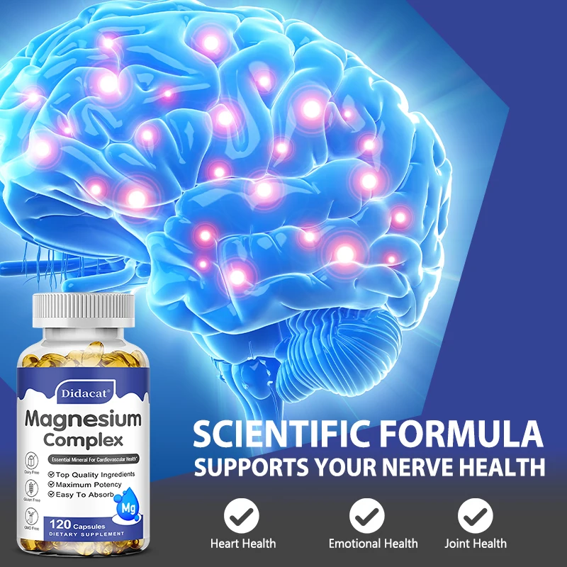 جليسينات المغنيسيوم 500 ملجم، يدعم صحة القلب والدماغ والعظام، مضاد للأكسدة، يعزز المناعة، ويحارب التعب والإجهاد