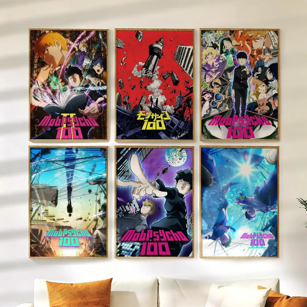 Pôster Supernatural Anime M-Mob Psycho 100, Versátil, HD, à Prova d'Água, Arte de Parede Autoadesiva para Decoração de Casa e Quarto