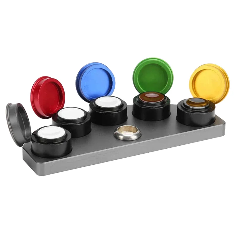 

CGS-Watch Oil Dip Oiler Stand Die Cast 5 Oiler Dishes Cups with Cover Watch Repair Oil Grease Storage Tool for Watchmaker