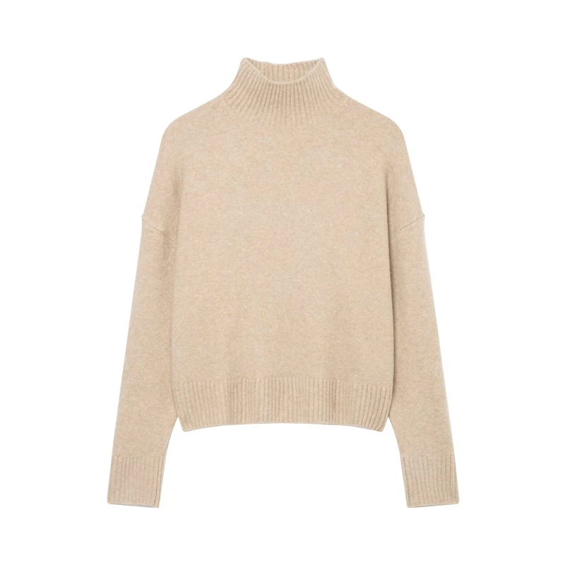 3 ألوان وهمية الياقة المدورة سترة المرأة اقتصاص محبوك البلوز فضفاضة تناسب معطف شتاء لارتداء اليومي #3