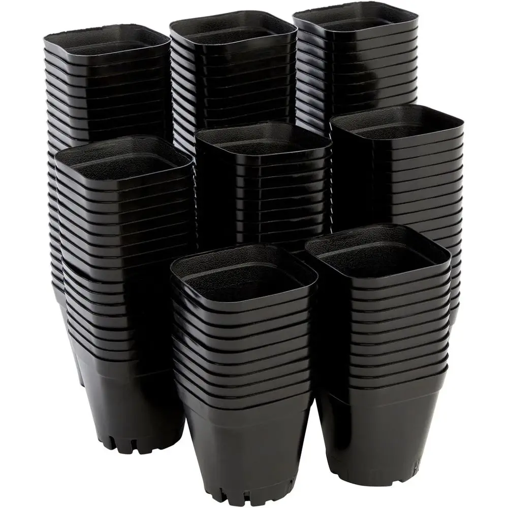 Stackable Square Seedling Planters with Drainage, 150-Count, 2.6 Black