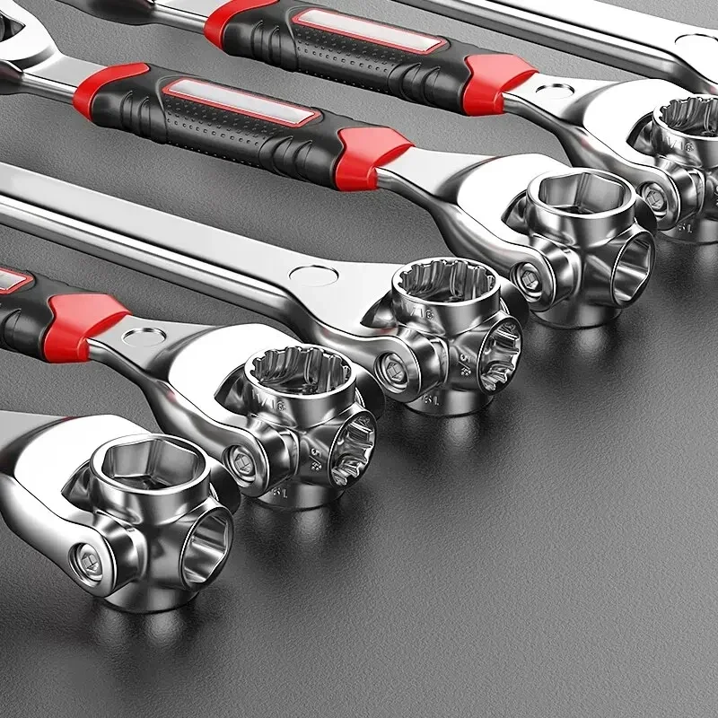 1PCS 52 in 1 Tools Socket Works Universal Ratchet Spline Bolts Sleeve Rotation Hand Tools 360 Degree Multipurpose Tiger Wrench